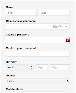 Google Account Form