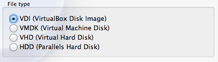 Select virtual disk format