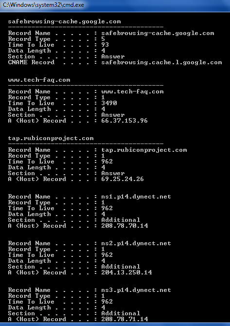 DNS Lookup using IPConfig DisplayDNS Command