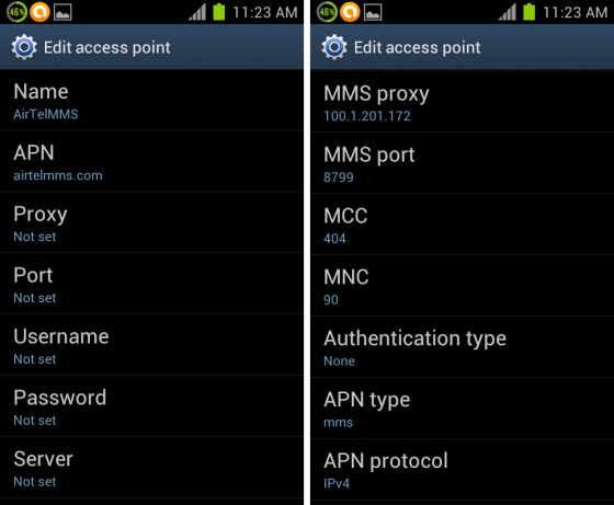 MMS Settings on Android 4.0 ICS