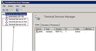 Using the Terminal Services Manager Tool